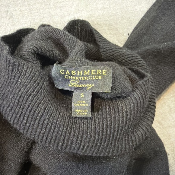 Women's Cashmere Charter Club Luxury Turtleneck Sweater Black Sz S - Picture 9 of 10